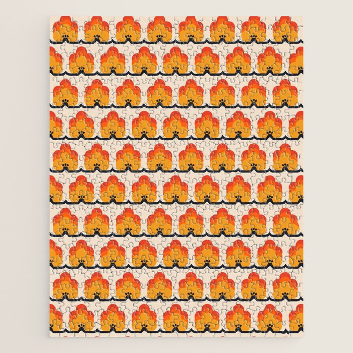Retro Cloud Stripe 70s Floral Pattern Jigsaw Puzzle Gallery Image 1