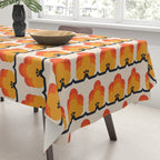 Retro Cloud Stripe 70s Floral Pattern Tablecloth Gallery Image 3