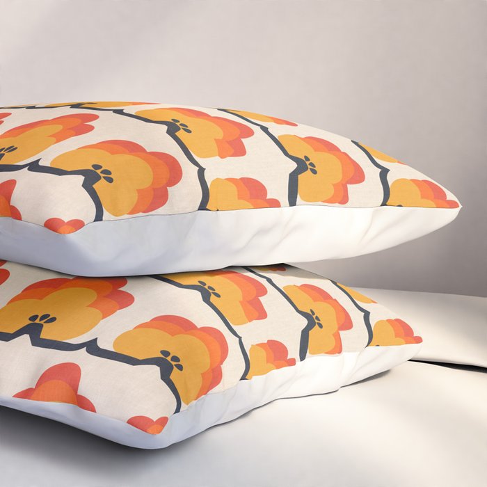Retro Cloud Stripe 70s Floral Pattern Pillow Sham Gallery Image 3
