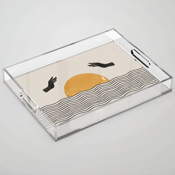 Sunrise Hand Art Acrylic Tray Gallery Image 1