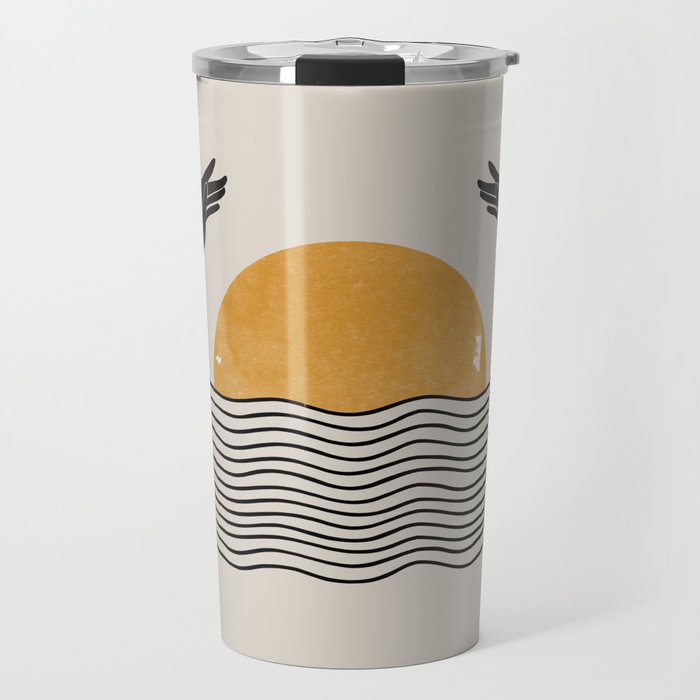 Sunrise Hand Art Travel Mug Gallery Image 1