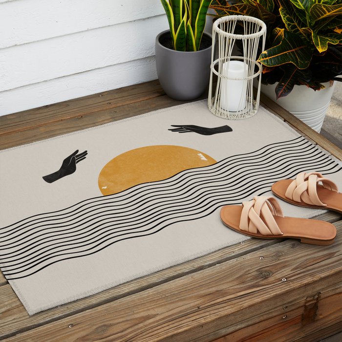 Sunrise Hand Art Outdoor Rug Gallery Image 2