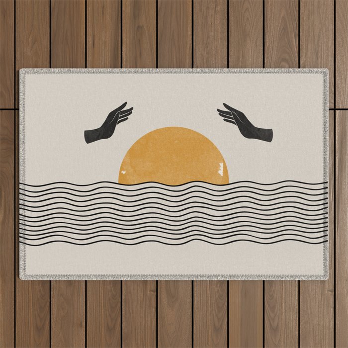 Sunrise Hand Art Outdoor Rug Gallery Image 1