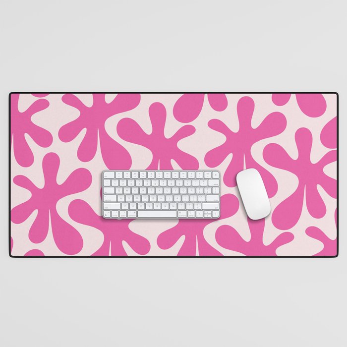 Hot Pink Amoeba Dance Funky Abstract Pattern Desk Mat Gallery Image 1