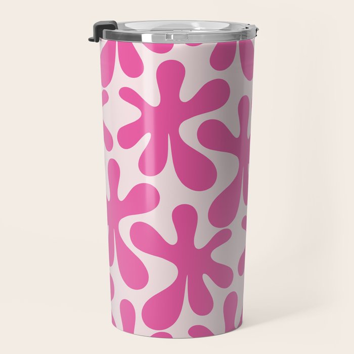 Hot Pink Amoeba Dance Funky Abstract Pattern Travel Mug Gallery Image 3