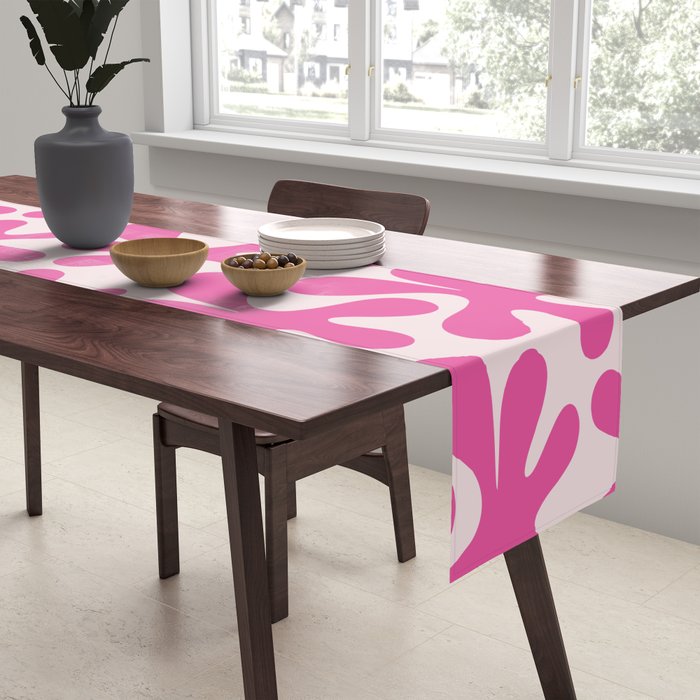 Hot Pink Amoeba Dance Funky Abstract Pattern Table Runner Gallery Image 2