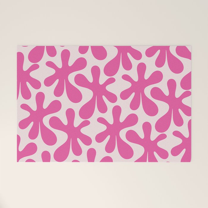 Hot Pink Amoeba Dance Funky Abstract Pattern Welcome Mat Gallery Image 1