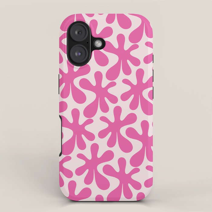Hot Pink Amoeba Dance Funky Abstract Pattern iPhone Case Gallery Image 1