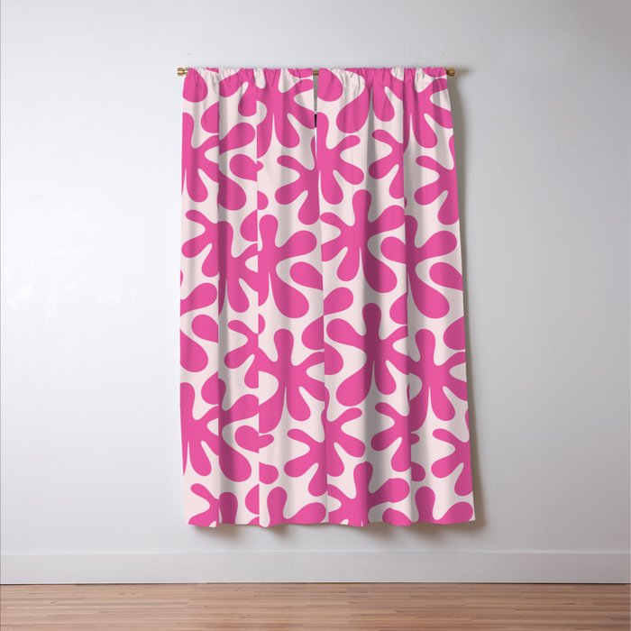 Hot Pink Amoeba Dance Funky Abstract Pattern Window Curtain Gallery Image 3