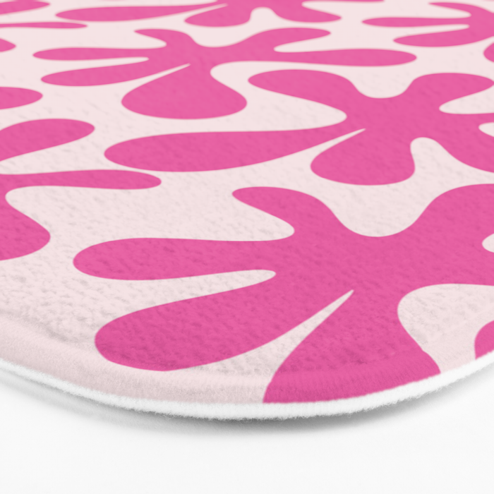 Hot Pink Amoeba Dance Funky Abstract Pattern Bath Mat Gallery Image 3