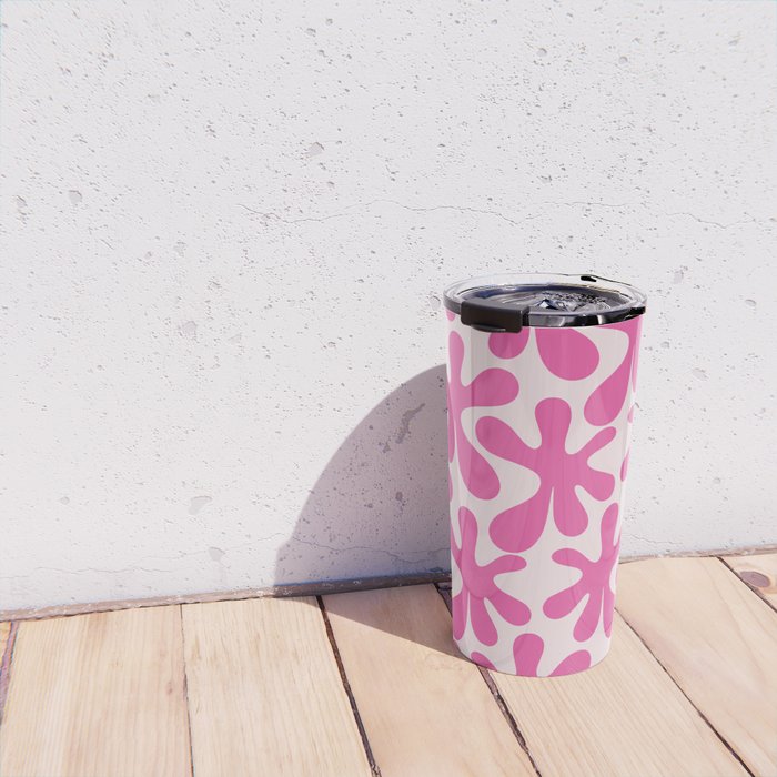 Hot Pink Amoeba Dance Funky Abstract Pattern Travel Mug Gallery Image 4