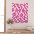 Hot Pink Amoeba Dance Funky Abstract Pattern Wall Tapestry Gallery Image 2