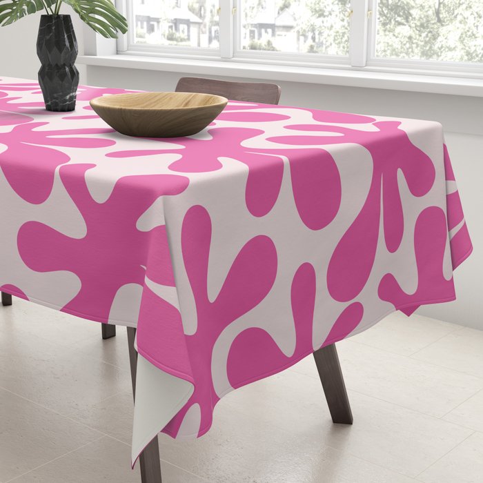 Hot Pink Amoeba Dance Funky Abstract Pattern Tablecloth Gallery Image 3