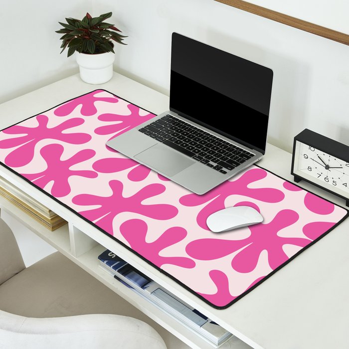 Hot Pink Amoeba Dance Funky Abstract Pattern Desk Mat Gallery Image 2