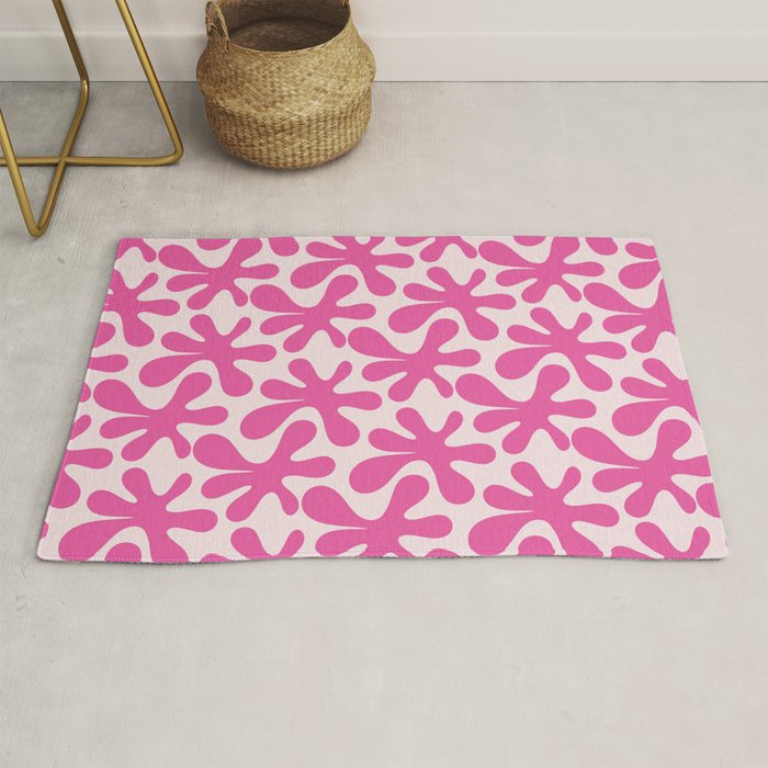 Hot Pink Amoeba Dance Funky Abstract Pattern Rug Gallery Image 1