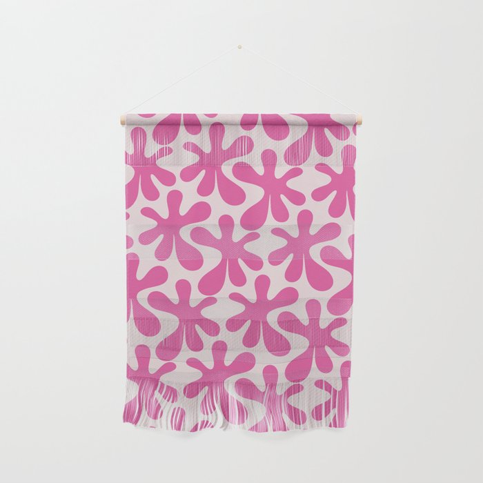 Hot Pink Amoeba Dance Funky Abstract Pattern Wall Hanging Gallery Image 1