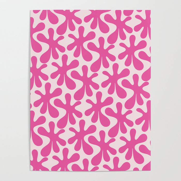 Hot Pink Amoeba Dance Funky Abstract Pattern Poster Gallery Image 4