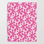 Hot Pink Amoeba Dance Funky Abstract Pattern Poster Gallery Image 4