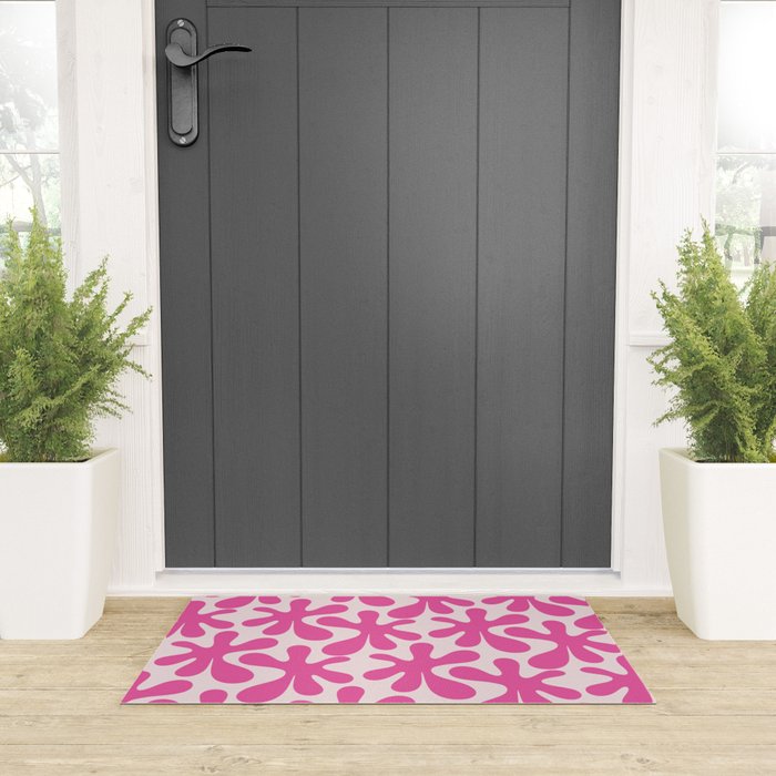 Hot Pink Amoeba Dance Funky Abstract Pattern Welcome Mat Gallery Image 3