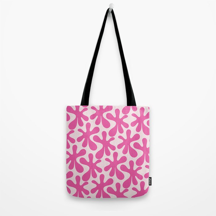 Hot Pink Amoeba Dance Funky Abstract Pattern Tote Bag Gallery Image 2