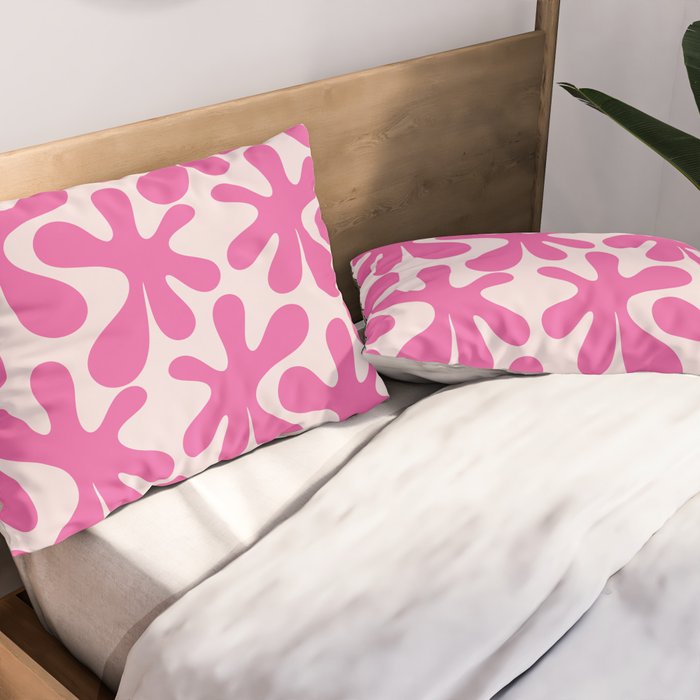 Hot Pink Amoeba Dance Funky Abstract Pattern Pillow Sham Gallery Image 2