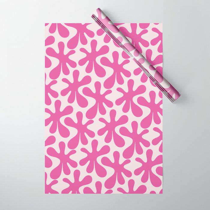 Hot Pink Amoeba Dance Funky Abstract Pattern Wrapping Paper Gallery Image 1