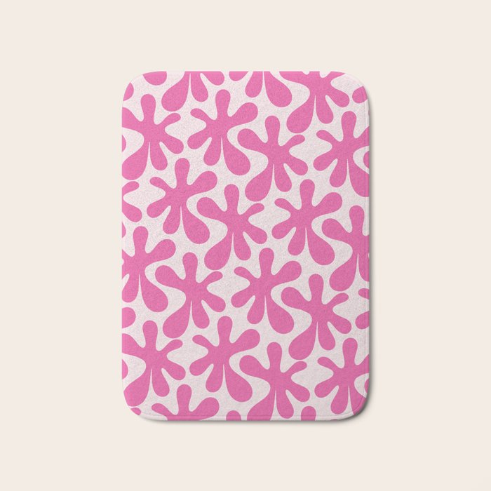 Hot Pink Amoeba Dance Funky Abstract Pattern Bath Mat Gallery Image 1