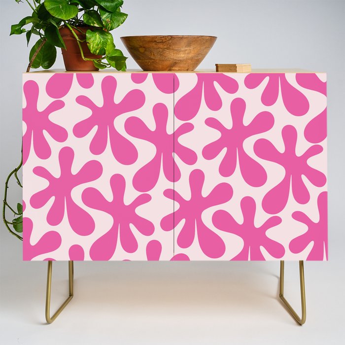 Hot Pink Amoeba Dance Funky Abstract Pattern Credenza Gallery Image 1