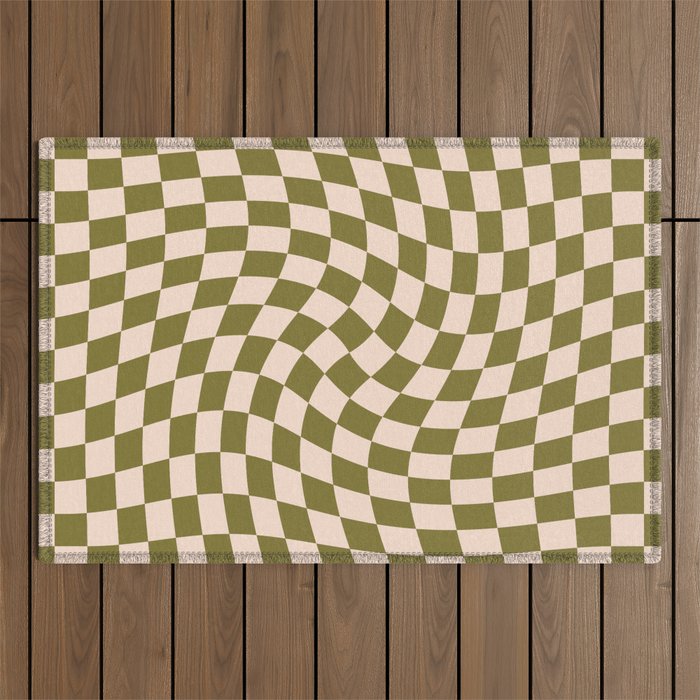 Check VI - Green Twist â Checkerboard Print Outdoor Rug Gallery Image 1