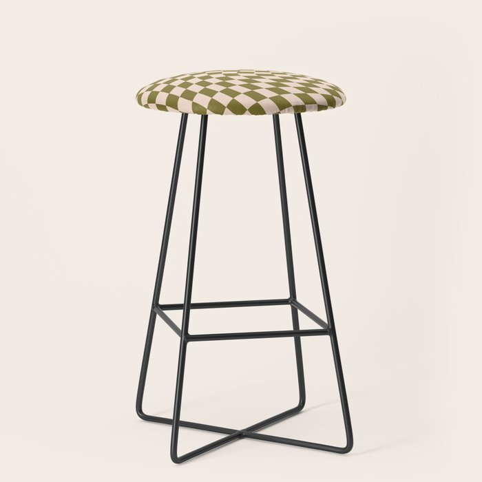 Check VI - Green Twist â Checkerboard Print Stool Gallery Image 1
