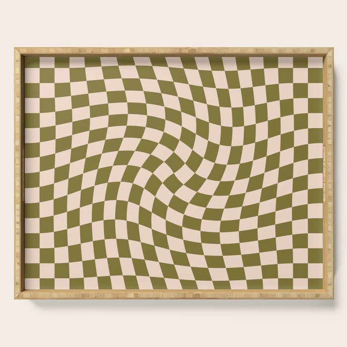 Check VI - Green Twist â Checkerboard Print Serving Tray Gallery Image 1