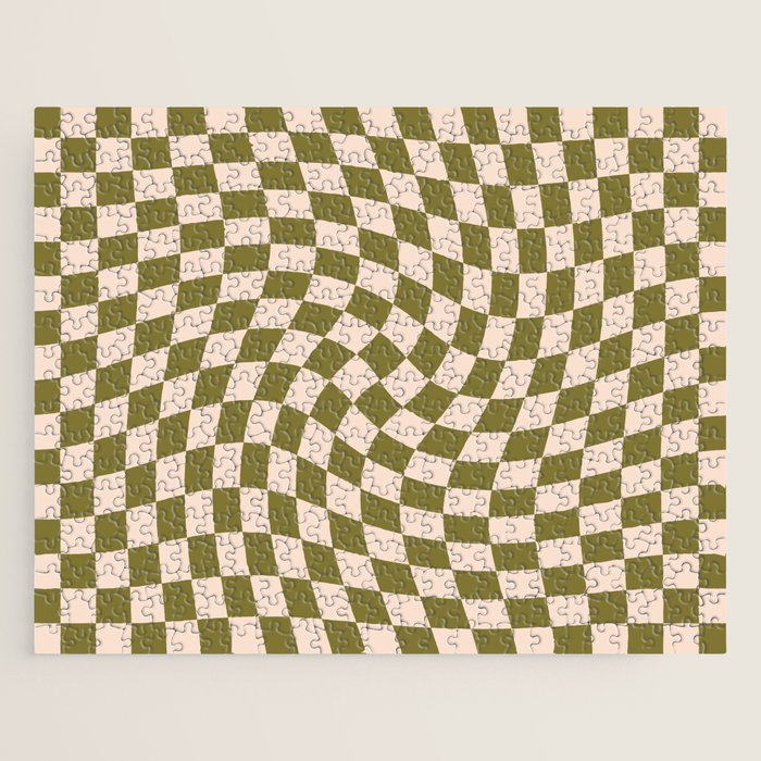 Check VI - Green Twist â Checkerboard Print Jigsaw Puzzle Gallery Image 1