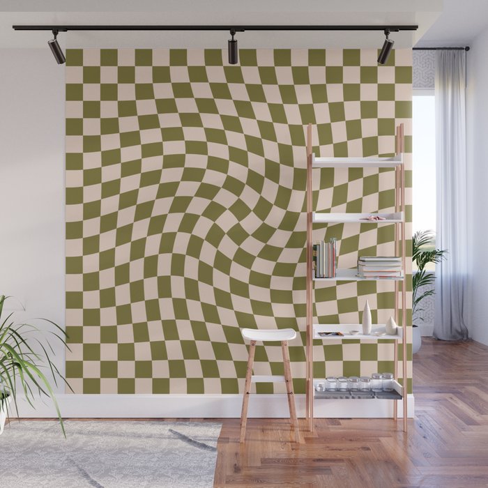 Check VI - Green Twist â Checkerboard Print Wall Mural Gallery Image 1