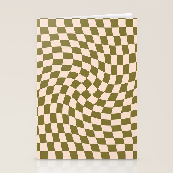 Check VI - Green Twist â Checkerboard Print Stationery Card Gallery Image 1