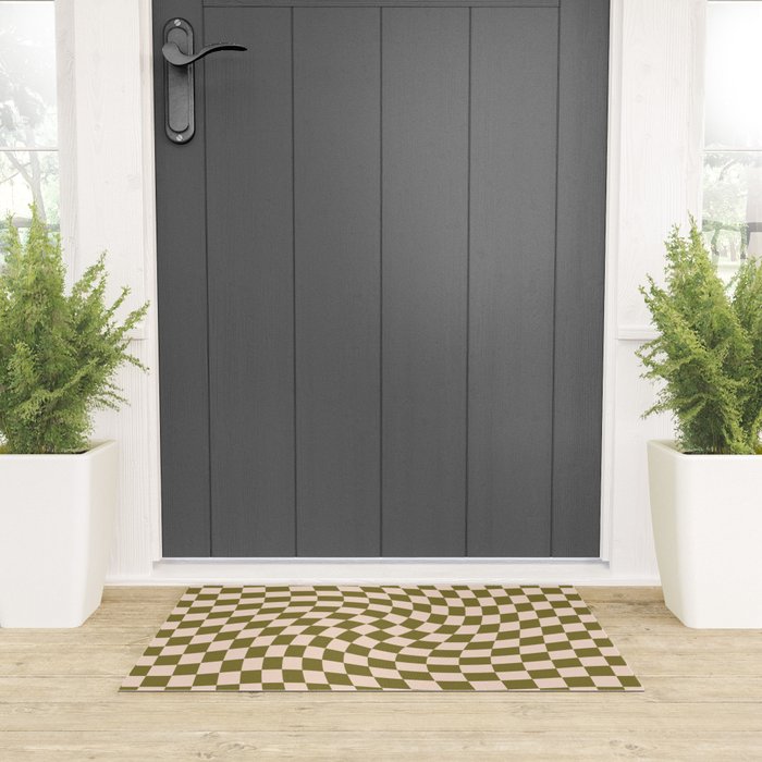 Check VI - Green Twist â Checkerboard Print Welcome Mat Gallery Image 3