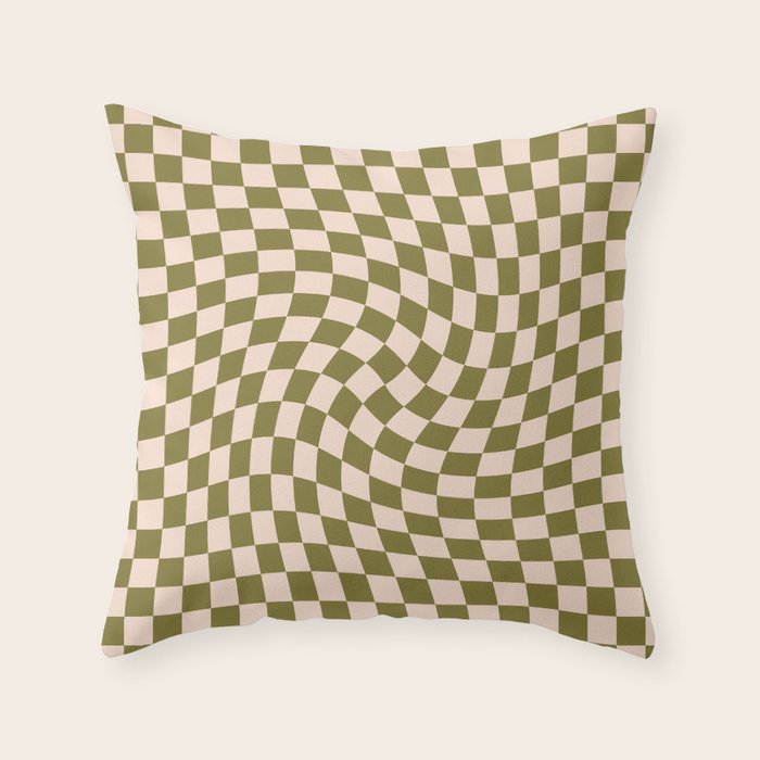 Check VI - Green Twist â Checkerboard Print Throw Pillow Gallery Image 6