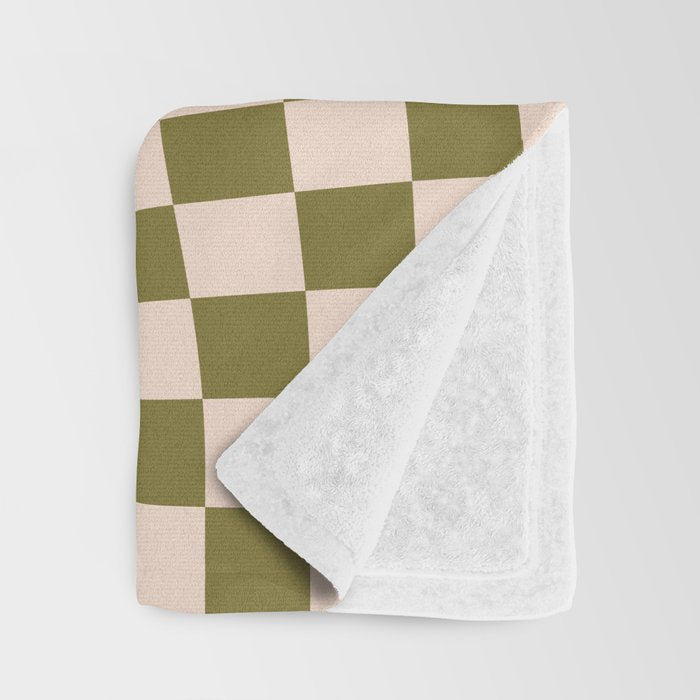 Check VI - Green Twist â Checkerboard Print Throw Blanket Gallery Image 3