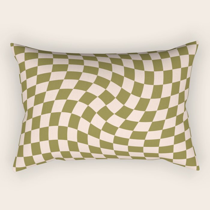 Check VI - Green Twist â Checkerboard Print Rectangular Pillow Gallery Image 2