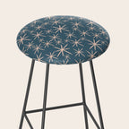 Retro Space - Midcentury Modern Starburst Pattern in Pale Blush and Deep Teal Stool Gallery Image 2