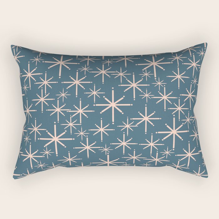 Retro Space - Midcentury Modern Starburst Pattern in Pale Blush and Deep Teal Rectangular Pillow Gallery Image 2