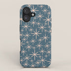 Retro Space - Midcentury Modern Starburst Pattern in Pale Blush and Deep Teal iPhone Case Gallery Image 1