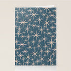 Retro Space - Midcentury Modern Starburst Pattern in Pale Blush and Deep Teal Stationery Card Gallery Image 2