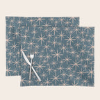 Retro Space - Midcentury Modern Starburst Pattern in Pale Blush and Deep Teal Placemat Gallery Image 1