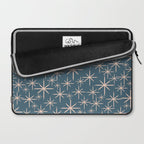 Retro Space - Midcentury Modern Starburst Pattern in Pale Blush and Deep Teal Laptop Sleeve Gallery Image 2