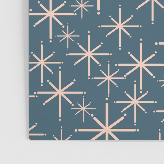 Retro Space - Midcentury Modern Starburst Pattern in Pale Blush and Deep Teal Poster Gallery Image 3