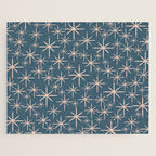 Retro Space - Midcentury Modern Starburst Pattern in Pale Blush and Deep Teal Jigsaw Puzzle Gallery Image 1