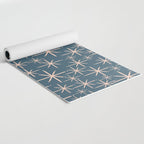 Retro Space - Midcentury Modern Starburst Pattern in Pale Blush and Deep Teal Yoga Mat Gallery Image 2