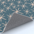 Retro Space - Midcentury Modern Starburst Pattern in Pale Blush and Deep Teal Rug Gallery Image 4