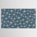 Retro Space - Midcentury Modern Starburst Pattern in Pale Blush and Deep Teal Tablecloth Gallery Image 2