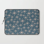 Retro Space - Midcentury Modern Starburst Pattern in Pale Blush and Deep Teal Laptop Sleeve Gallery Image 1
